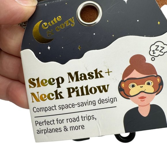 Cute and Cozy Monkey Mask and Neck Pillow Brown Stuffed Animal Plush Toy - Picture 4 of 7